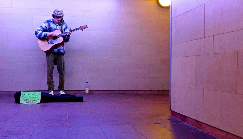 Tim Anders (formerly "Peters") busking 'under' Berlin. Photo: Megan Spencer (c) 2015