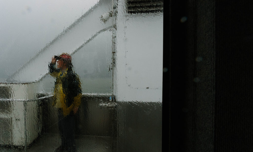 This "was taken on a boat at Milford Sound (NZ). It rained so hard that day and I kept running outside to take photos then back in, trying to not let my camera get too wet. I snapped this from inside the boat looking out." Penelope Scanlan (c) 2016